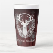 Rustikaler Weißer Rentier | Rot Milchtasse (Vorderseite)