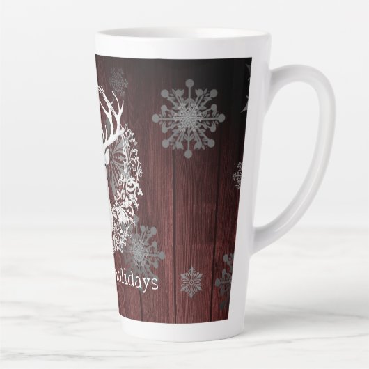 Rustikaler Weißer Rentier | Rot Milchtasse (Rechts)