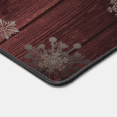 Rustikaler Weißer Rentier | Rot Schreibtischunterlage (Ecke)