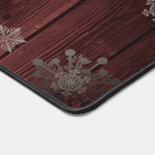 Rustikaler Weißer Rentier | Rot Schreibtischunterlage (Ecke)