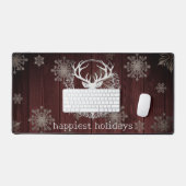 Rustikaler Weißer Rentier | Rot Schreibtischunterlage (Tastatur & Maus)