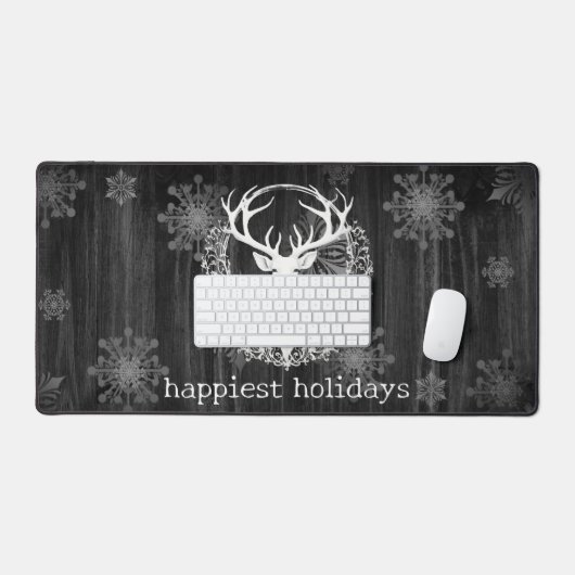 Rustikaler Weißer Rentier Schreibtischunterlage (Tastatur & Maus)
