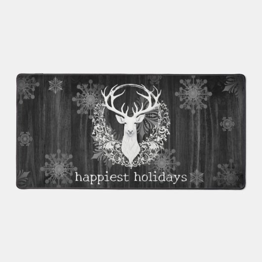 Rustikaler Weißer Rentier Schreibtischunterlage (Vorderseite)