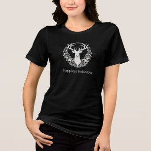 Rustikaler Weißer Rentier Tri-Blend Shirt