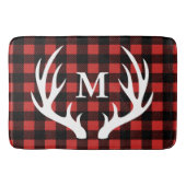 Rustikaler weißer Rotwild-Geweih-Büffel-Karo Badematte (Vorderseite)