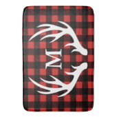 Rustikaler weißer Rotwild-Geweih-Büffel-Karo Badematte (Vorderseite Vertikal)