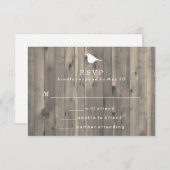 Rustikaler Weißer Vogel auf Holz Hintergrund UAWG RSVP Karte (Vorne/Hinten)