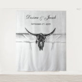 Rustikaler, weißer Western-Kuh-Schädelknochen Wandteppich (Vorderseite)