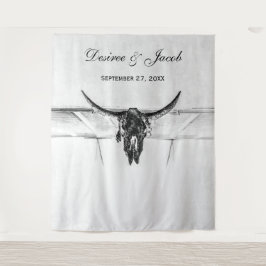 Rustikaler, weißer Western-Kuh-Schädelknochen Wandteppich