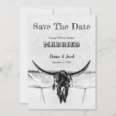 Rustikaler Weißer Western Kuhschädel Save the Date (Vorderseite)