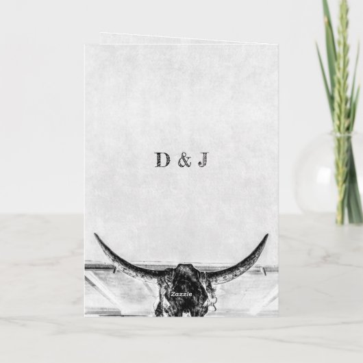 Rustikaler Weißer Western Kuhschädel Save the Date Ankündigung (Rückseite)