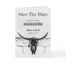 Rustikaler Weißer Western Kuhschädel Save the Date