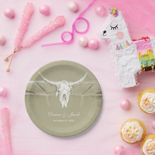 Rustikaler Weißer Western Pappteller (Party)
