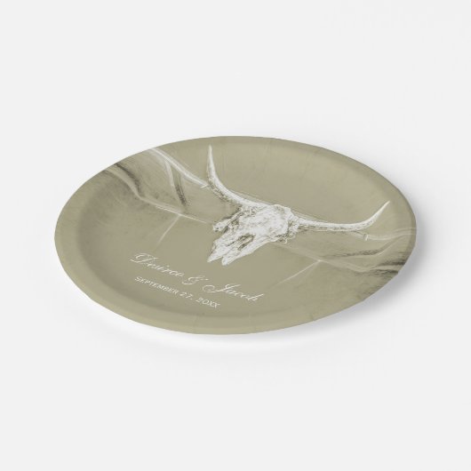 Rustikaler Weißer Western Pappteller (Schrägansicht)