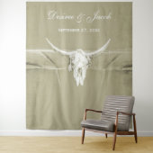 Rustikaler, weißer Western, Rustikaler Schädelknoc Wandteppich (Beispiel)