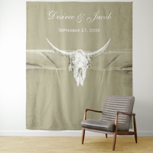 Rustikaler, weißer Western, Rustikaler Schädelknoc Wandteppich (Beispiel)