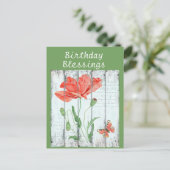 Rustikaler weißer Zaun florale Inspiration Geburts Postkarte (Stehend Vorderseite)