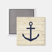 Rustikaler Weißholz Blue Ocean Beach Anchor Magnet (Vorderseite/Rückseite)