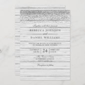 Rustikaler Weißholz Silberner Glitzer Einladung (Vorne/Hinten)