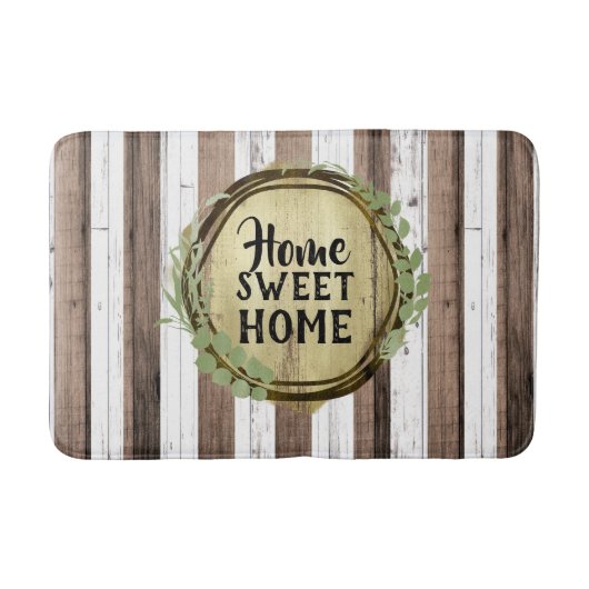 Rustikaler Weißholz- und Braunholz Botanischer Kru Badematte (Vorderseite)