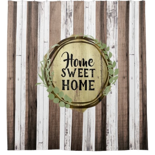 Rustikaler Weißholz- und Braunholz Botanischer Kru Duschvorhang (Vorderseite)