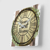 Rustikaler Weißholz- und Braunholz Botanischer Kru Quadratische Wanduhr (Winkel)