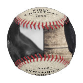 Rustikaler Welpen Erster Weihnachtshund Paw Foto C Baseball (Vorderseite)