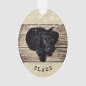 Rustikaler Welpenhund Schneeflocke 2 Foto Keepake Ornament (Vorderseite)