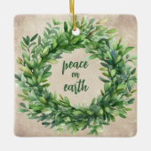 Rustikaler Weltfrieden Boxwood Wasserfarben Urlaub Keramikornament (Vorderseite)