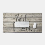 Rustikaler Werkzeugmann auf Holzkörner-Design-Schr Schreibtischunterlage (Tastatur & Maus)