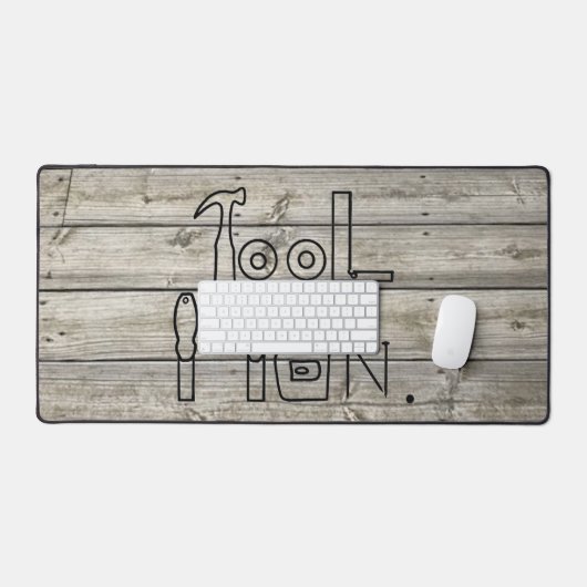 Rustikaler Werkzeugmann auf Holzkörner-Design-Schr Schreibtischunterlage (Tastatur & Maus)