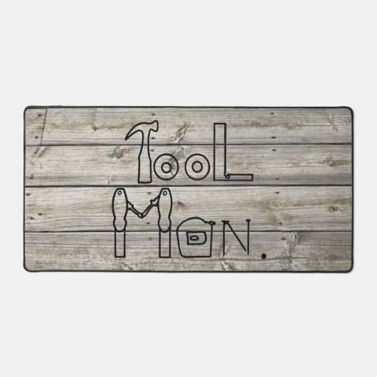 Rustikaler Werkzeugmann auf Holzkörner-Design-Schr Schreibtischunterlage (Vorderseite)