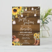 Rustikaler Western 16 . Geburtstag Geburtstagspart Einladung (Stehend Vorderseite)