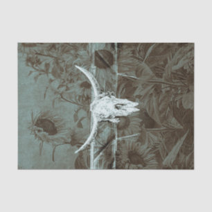 Rustikaler Western Aquamarin Braun Sonnenblumen Bu Seidenpapier