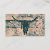 Rustikaler Western Aquamarin Tan Sunflowers Bull S Visitenkarte (Vorderseite)