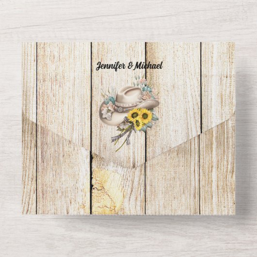 Rustikaler Western Aquarellpferde All In One Einladung (Rückseite)