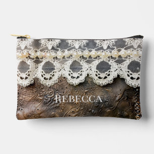 Rustikaler Western aus geschliffenem Leder und ant Zubehörtasche