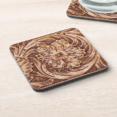 Rustikaler Western-Aussehen aus gewendetem Leder Getränkeuntersetzer (Linke Seite)