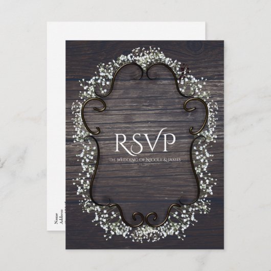 Rustikaler Western Babys Breath & Wood UAWG Einladungspostkarte (Vorne/Hinten)