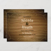 Rustikaler Western Barnholz Moderne Hochzeit Einladung (Vorne/Hinten)
