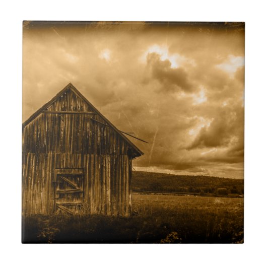 rustikaler Western Bauernhof Alte Scheune Fliese (Vorderseite)