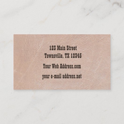 Rustikaler Western bearbeitetes Leder Visitenkarte (Rückseite)