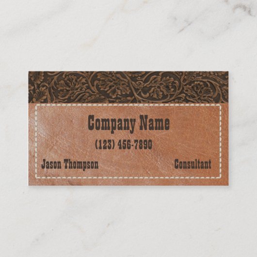 Rustikaler Western bearbeitetes Leder Visitenkarte (Vorderseite)