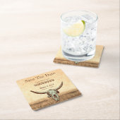 Rustikaler Western Beige Save the Date Rechteckiger Pappuntersetzer (Vor Ort)