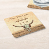 Rustikaler Western Beige Save the Date Rechteckiger Pappuntersetzer (angewinkelt)