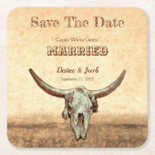 Rustikaler Western Beige Save the Date Rechteckiger Pappuntersetzer (Vorderseite)