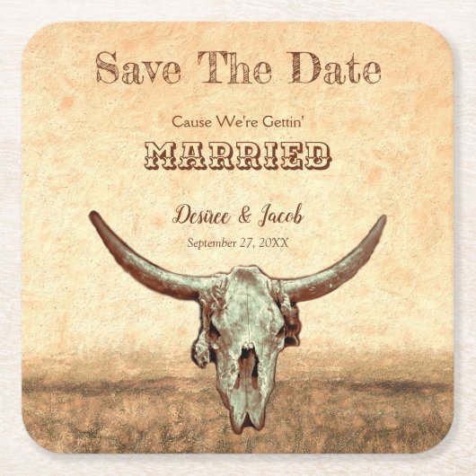 Rustikaler Western Beige Save the Date Rechteckiger Pappuntersetzer (Vorderseite)
