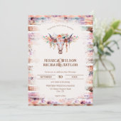 Rustikaler Western Boho Floral Cow Skull Einladung (Stehend Vorderseite)
