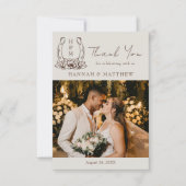 Rustikaler Western Boho Horseshoe Wedding Dankeskarte (Vorderseite)