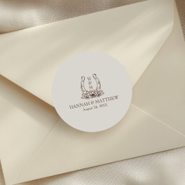 Rustikaler Western Boho Horseshoe Wedding Runder Aufkleber